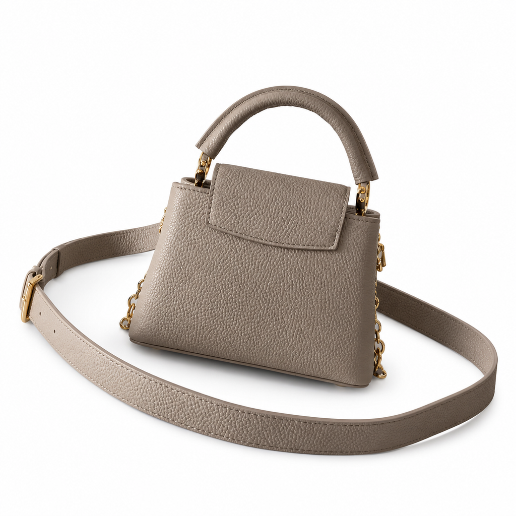 Louis Vuitton Capucines Mini – Taupe Taurillon Chain Bag