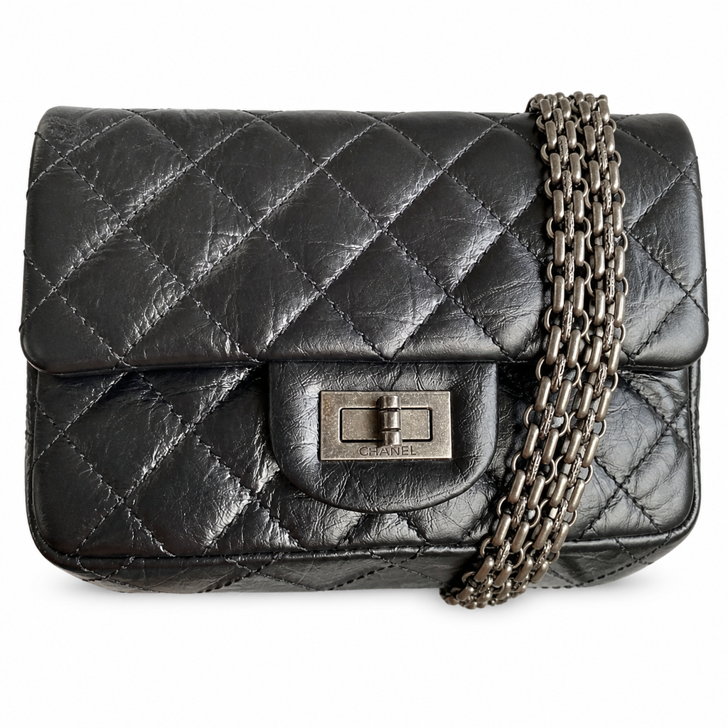 Chanel Black Aged Calfskin Quilted Flap Bag | Ruthenium Mademoiselle Lock & Multi-Chain