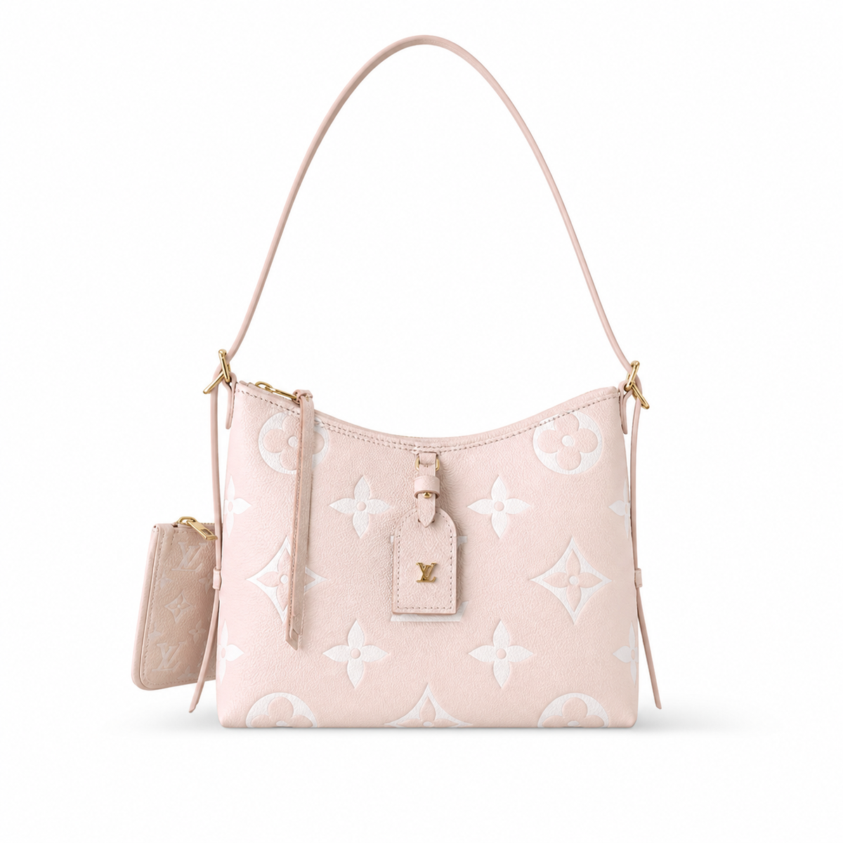 Louis Vuitton CarryAll PM Pink Empreinte Leather Shoulder Bag - Front View