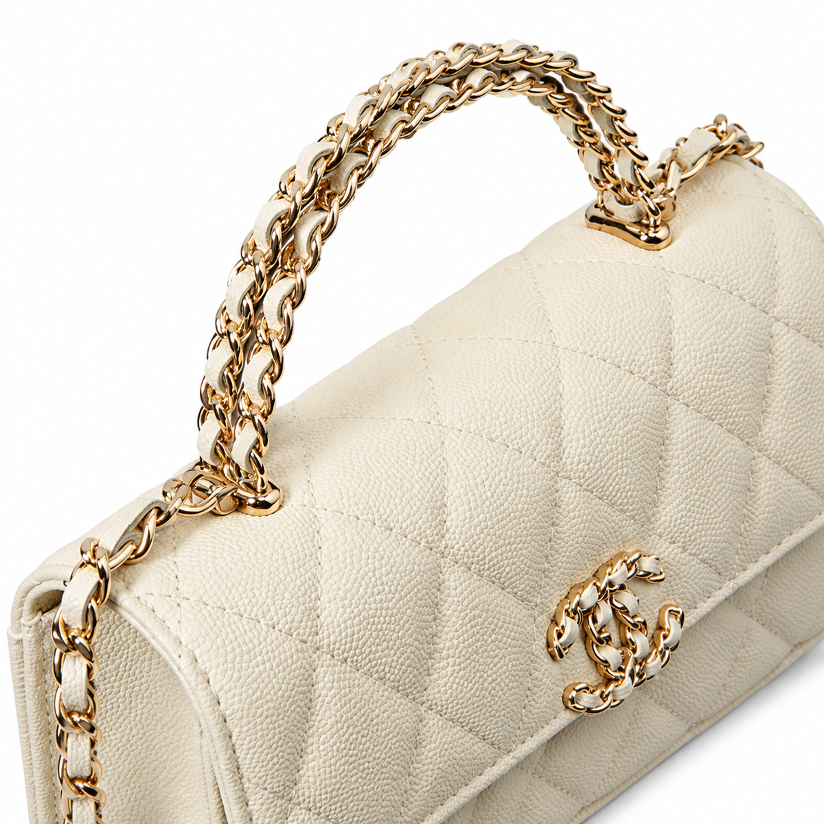 Chanel Quilted Leather Trapeze Chain Crossbody Bag