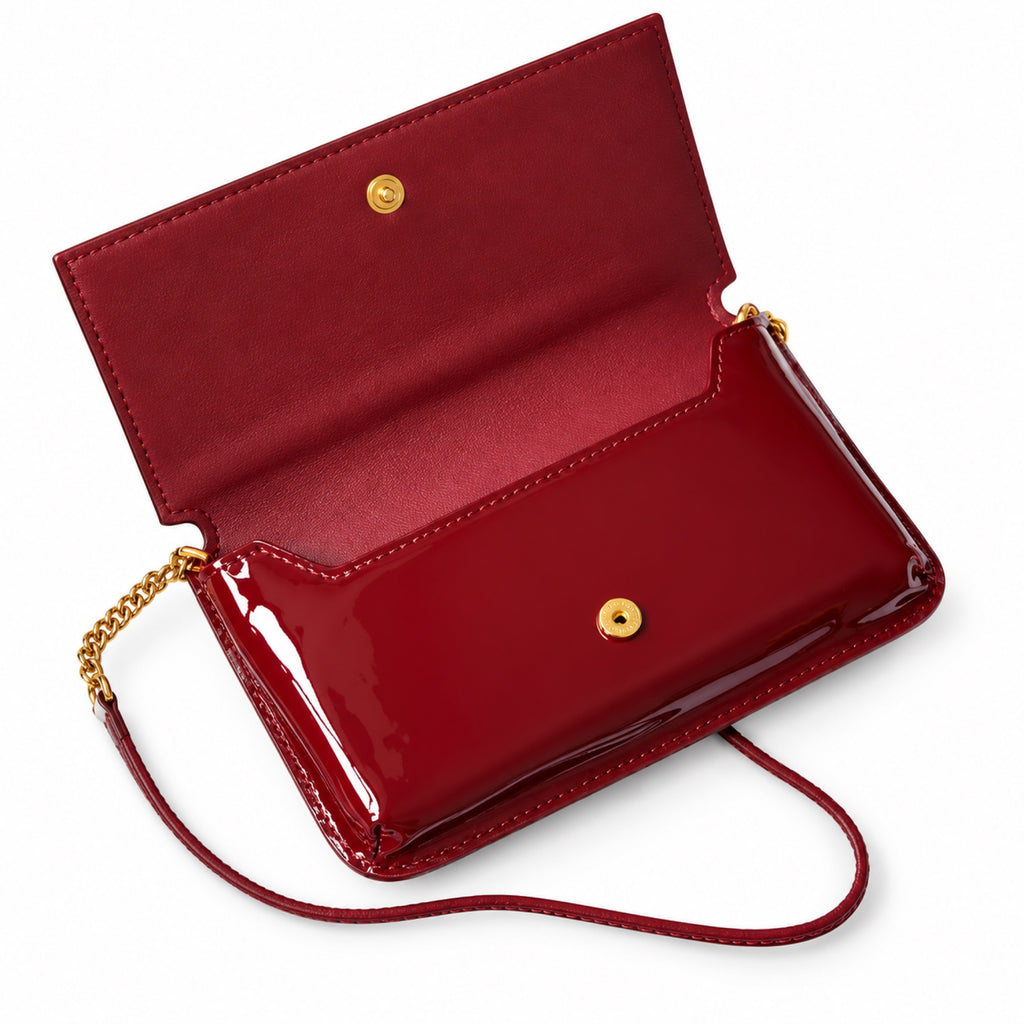 YSL Saint Laurent Kate Chain Bag in Burgundy Patent Leather