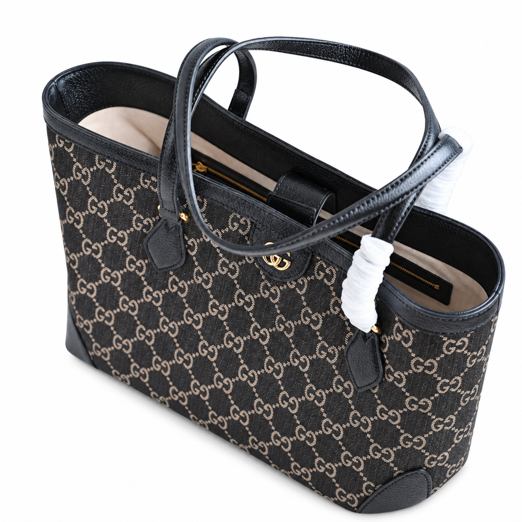 Gucci Ophidia GG Denim Medium Tote Bag Black