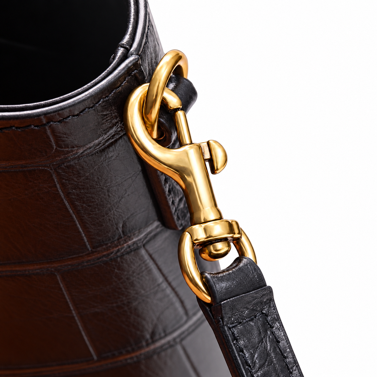 Saint Laurent YSL Mini Croc Bag – Black Embossed Leather
