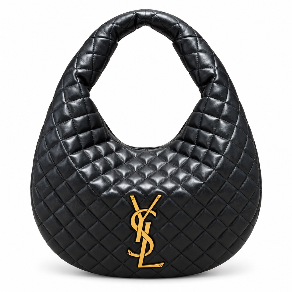 Saint Laurent Quilted Leather Hobo Bag – Black