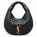 Saint Laurent Quilted Leather Hobo Bag – Black