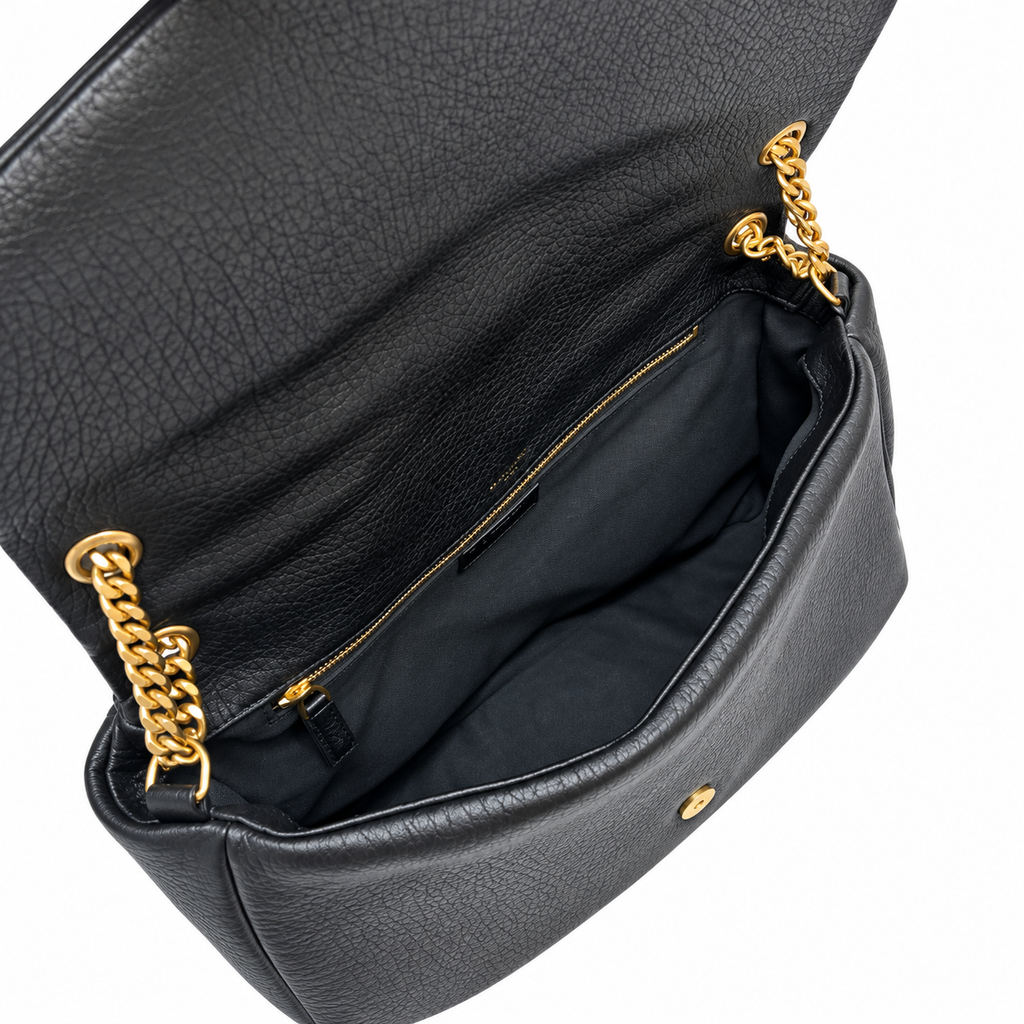 Saint Laurent YSL Calypso Bag – Black Grained Leather Gold