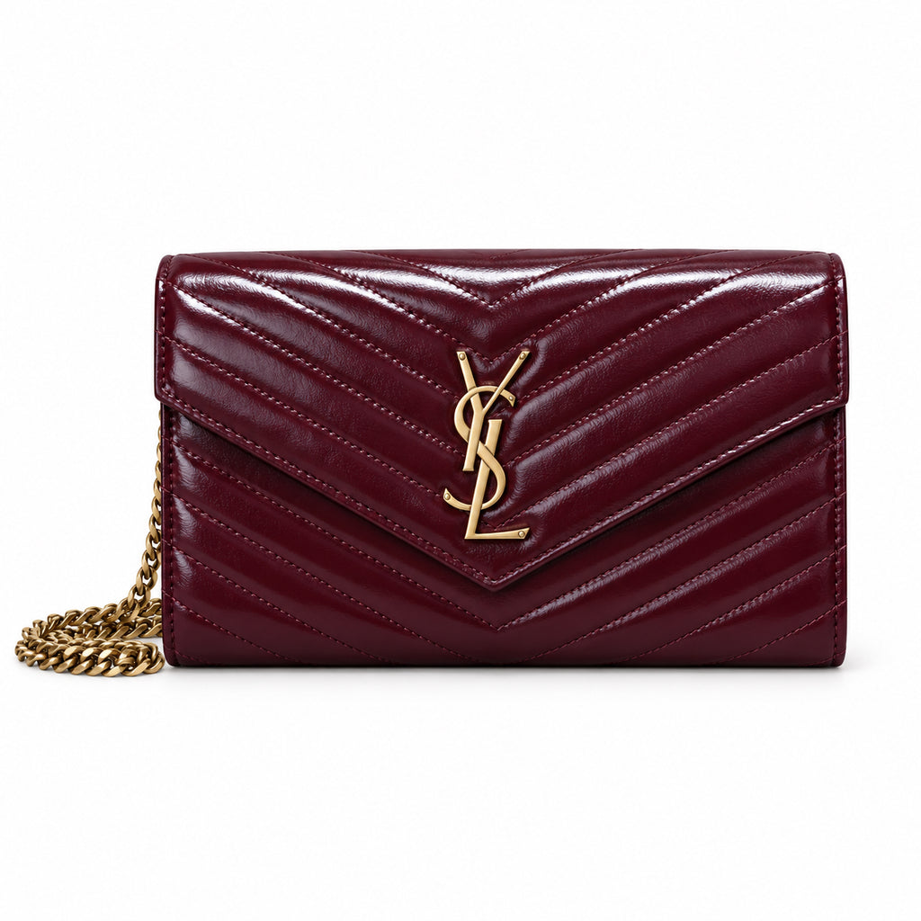 YSL Cassandre Chain Wallet Bag – Burgundy