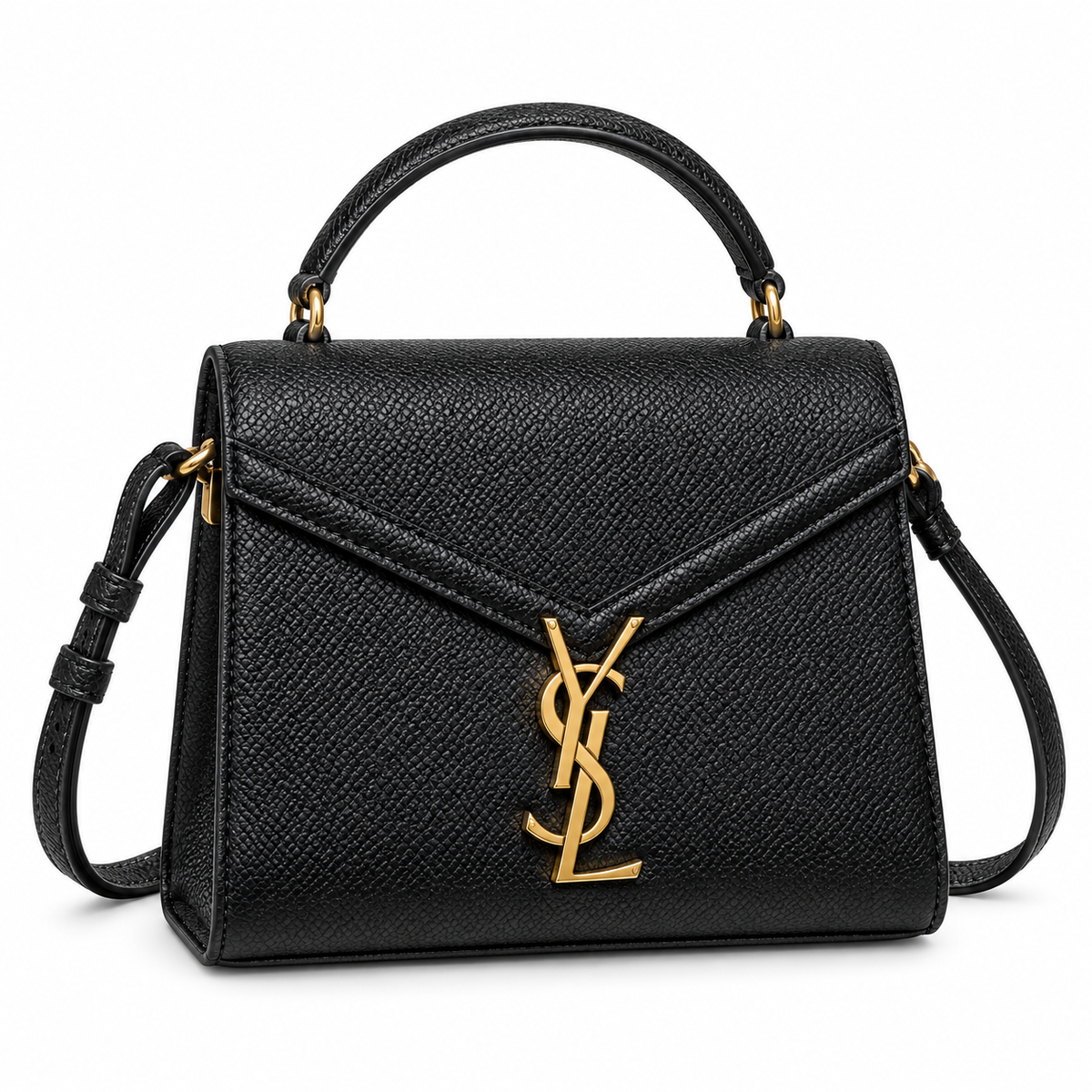 Saint Laurent Cassandra Mini – Black Epsom Leather Gold