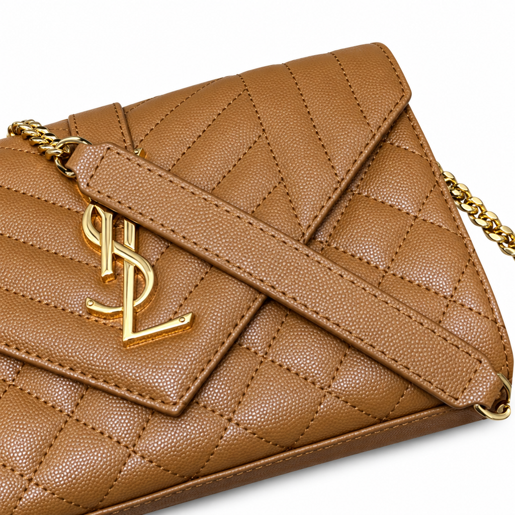 Saint Laurent YSL Envelope Bag – Camel Gold