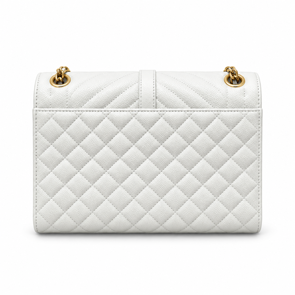 Saint Laurent YSL Envelope Bag – White Gold Chain