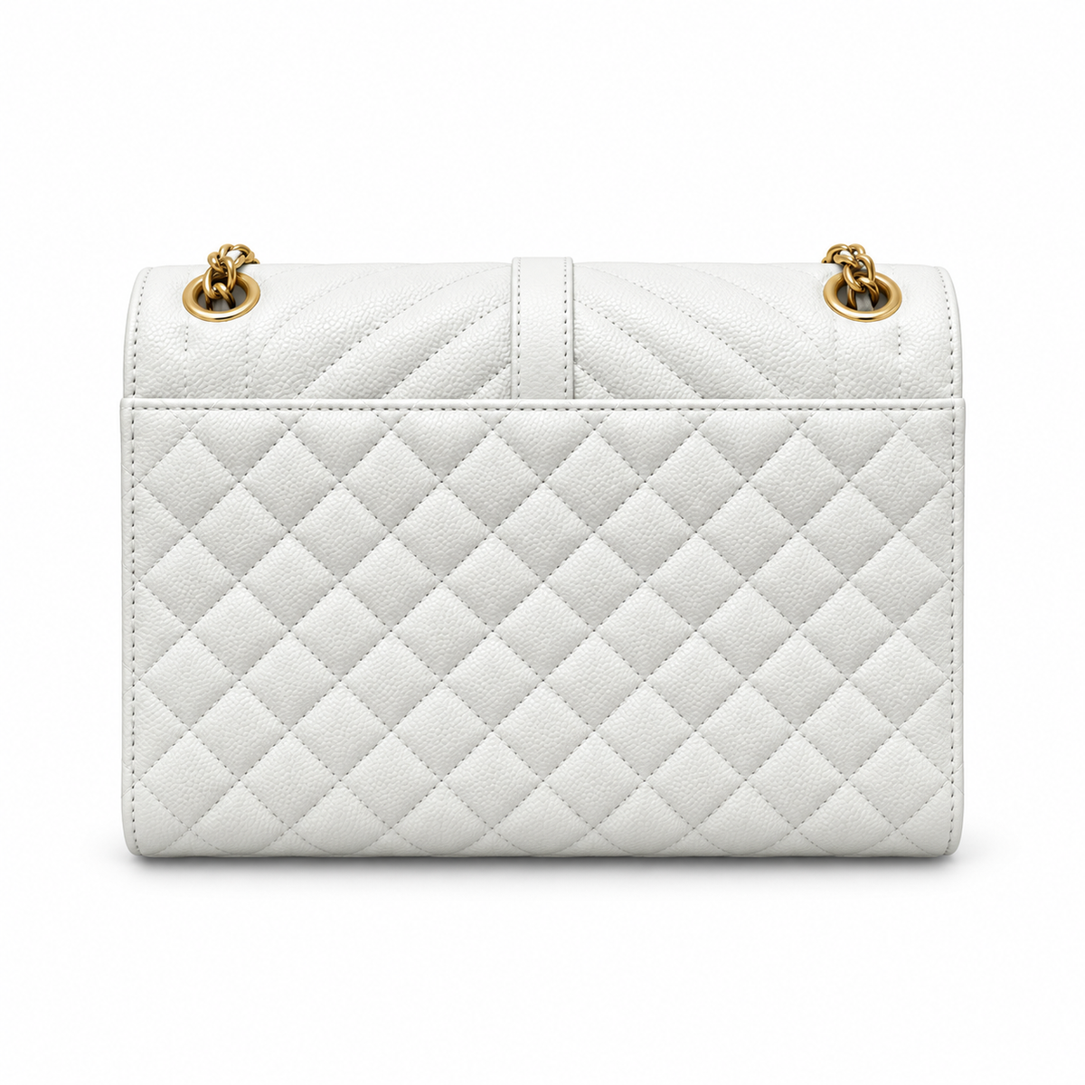 Saint Laurent YSL Envelope Bag – White Gold Chain