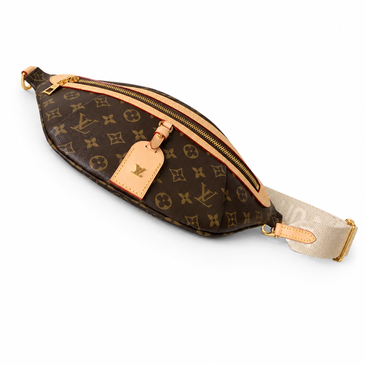 Louis Vuitton Bumbag Monogram Canvas Waist Bag Cream Logo Strap