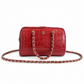 Chanel Cherry Red Croc-Embossed Bowling Bag | Gold CC Badge & Tonal Red Chain