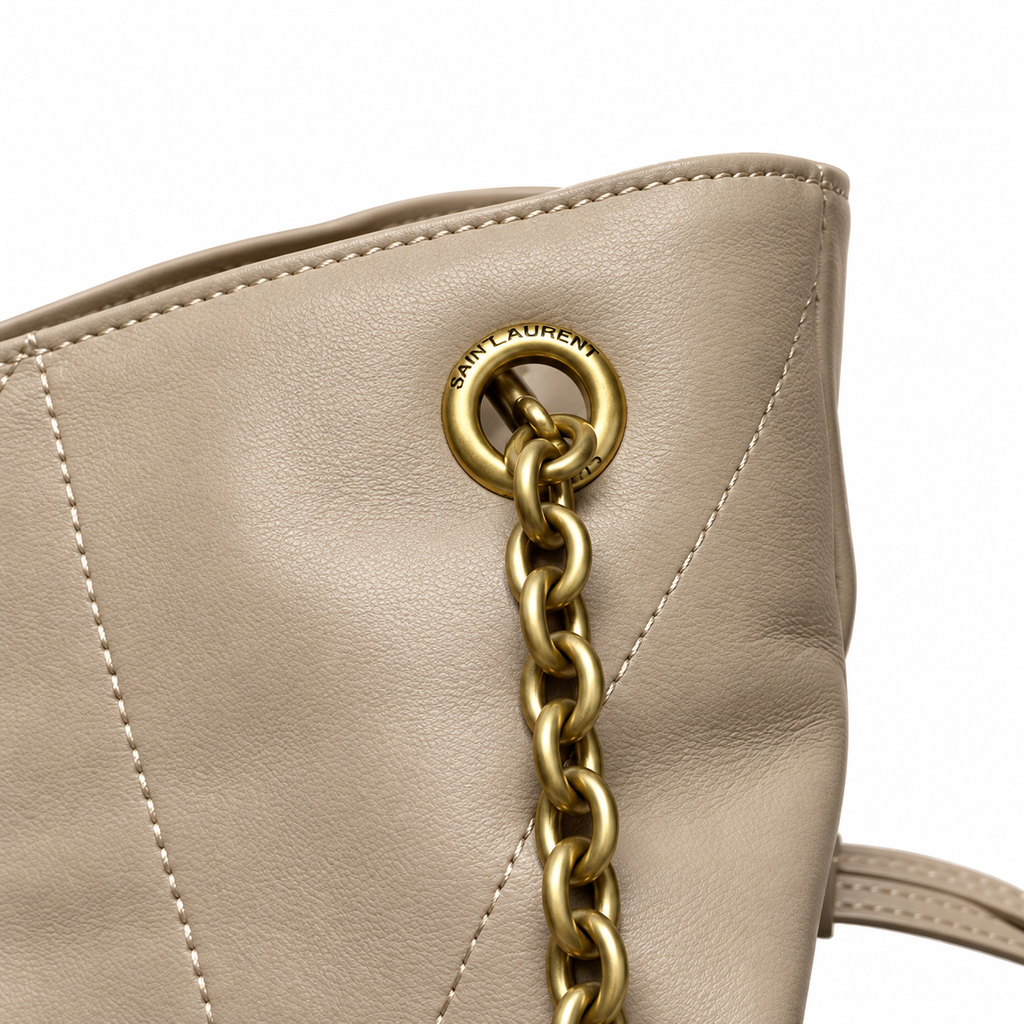 YSL Saint Laurent Jamie Tote Bag Beige Quilted Leather Set