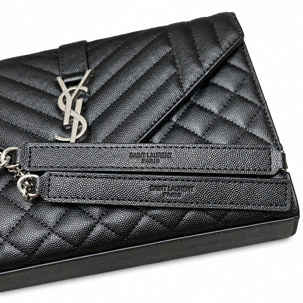Saint Laurent YSL Envelope Large – Black Silver