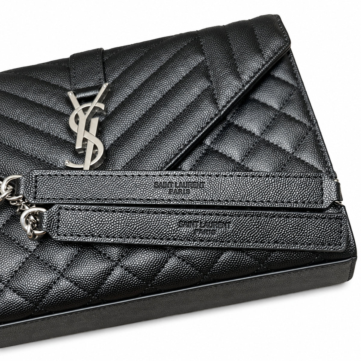 Saint Laurent YSL Envelope Large – Black Silver