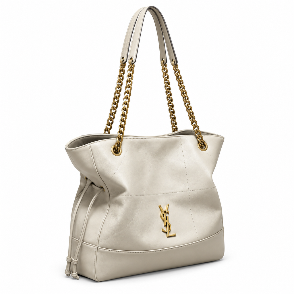 Saint Laurent YSL Nino Tote – Cream Gold Chain