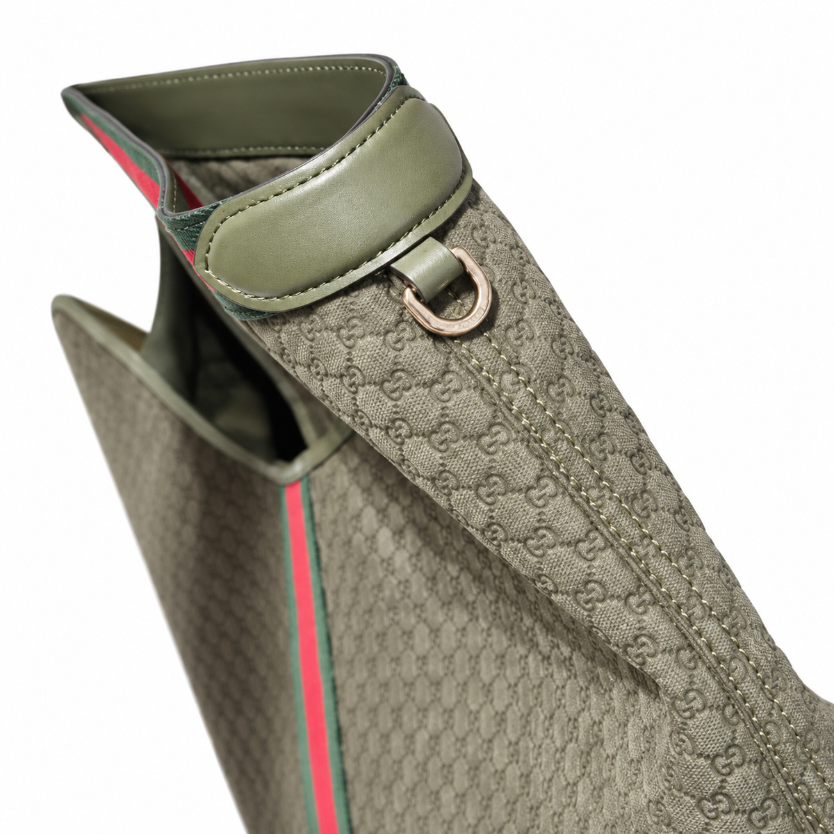 Gucci Ophidia GG Supreme Web Stripe Tote in Olive