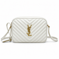 Saint Laurent YSL Lou Large Camera Bag – White Gold