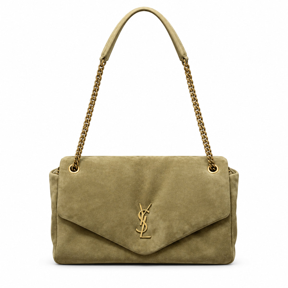 YSL Saint Laurent Calypso Suede Bag – Sage