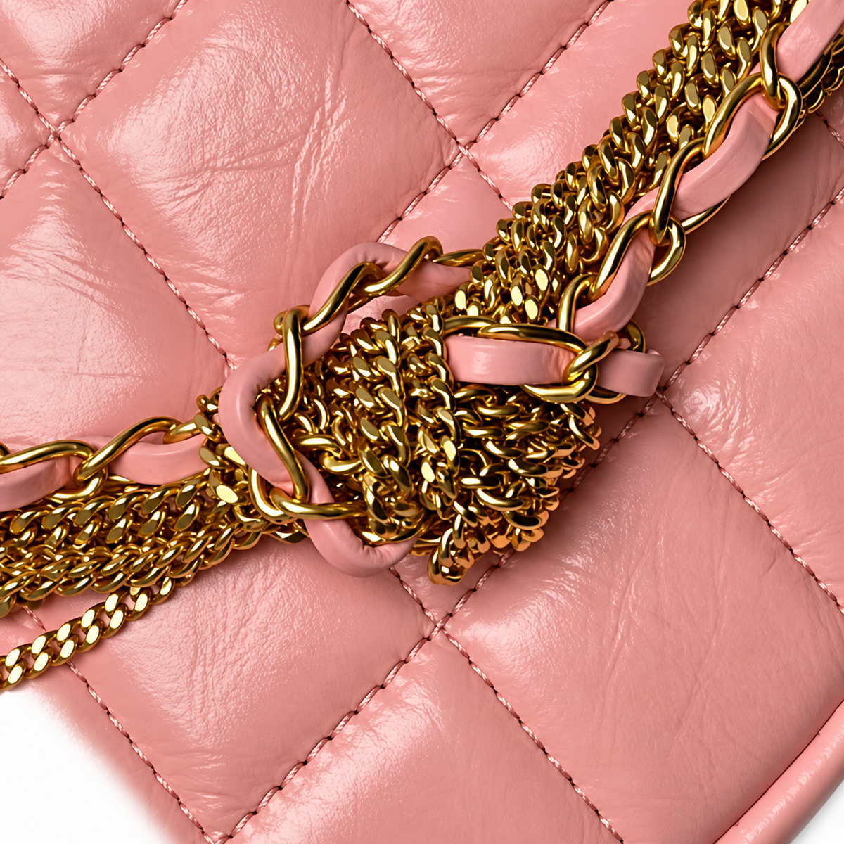 Chanel Rose Quilted Crescent Top-Handle Bag