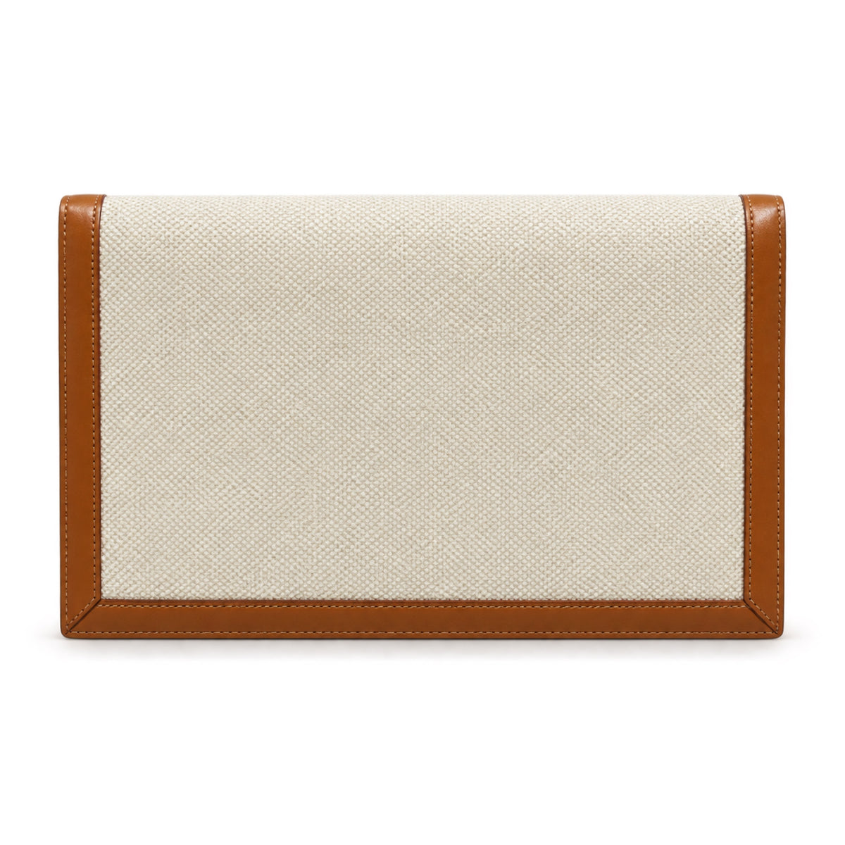 YSL Saint Laurent Cassandre Envelope Clutch in Natural Linen and Tan Leather