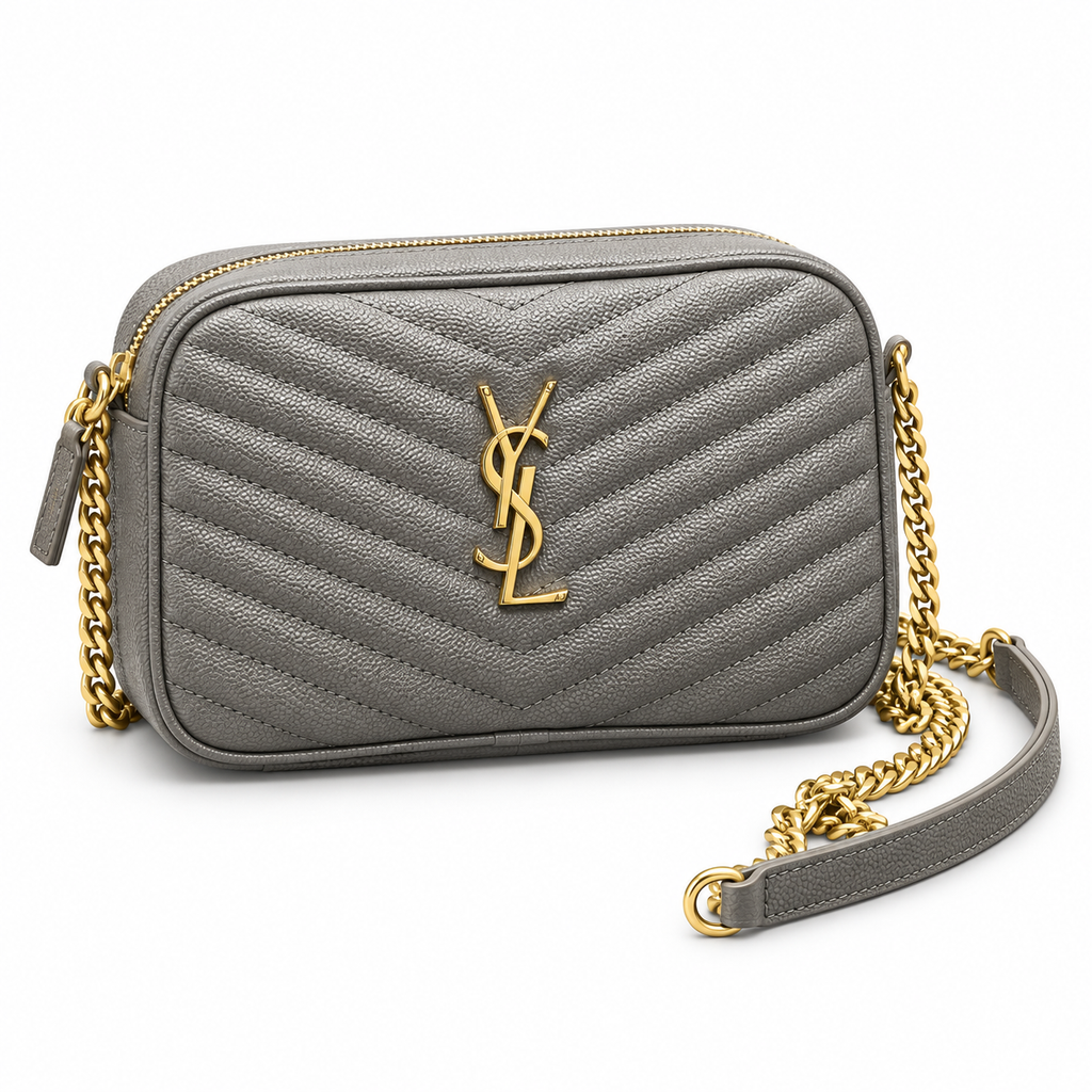 Saint Laurent YSL Lou Mini Camera Bag – Grey Gold