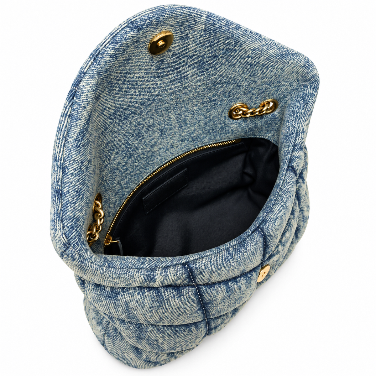YSL Loulou Puffer Denim Quilted Shoulder Bag