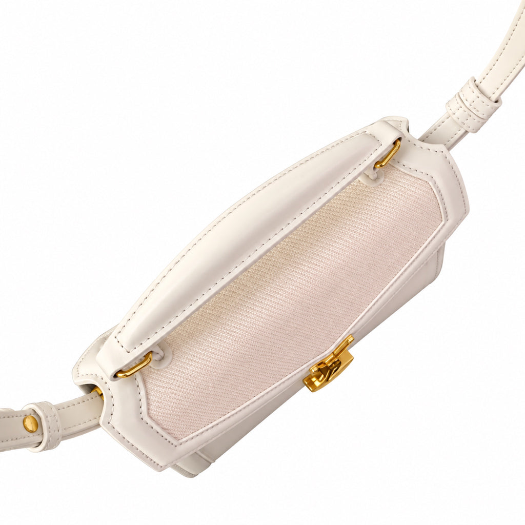 YSL Saint Laurent Cassandra Mini Top Handle Bag Ivory