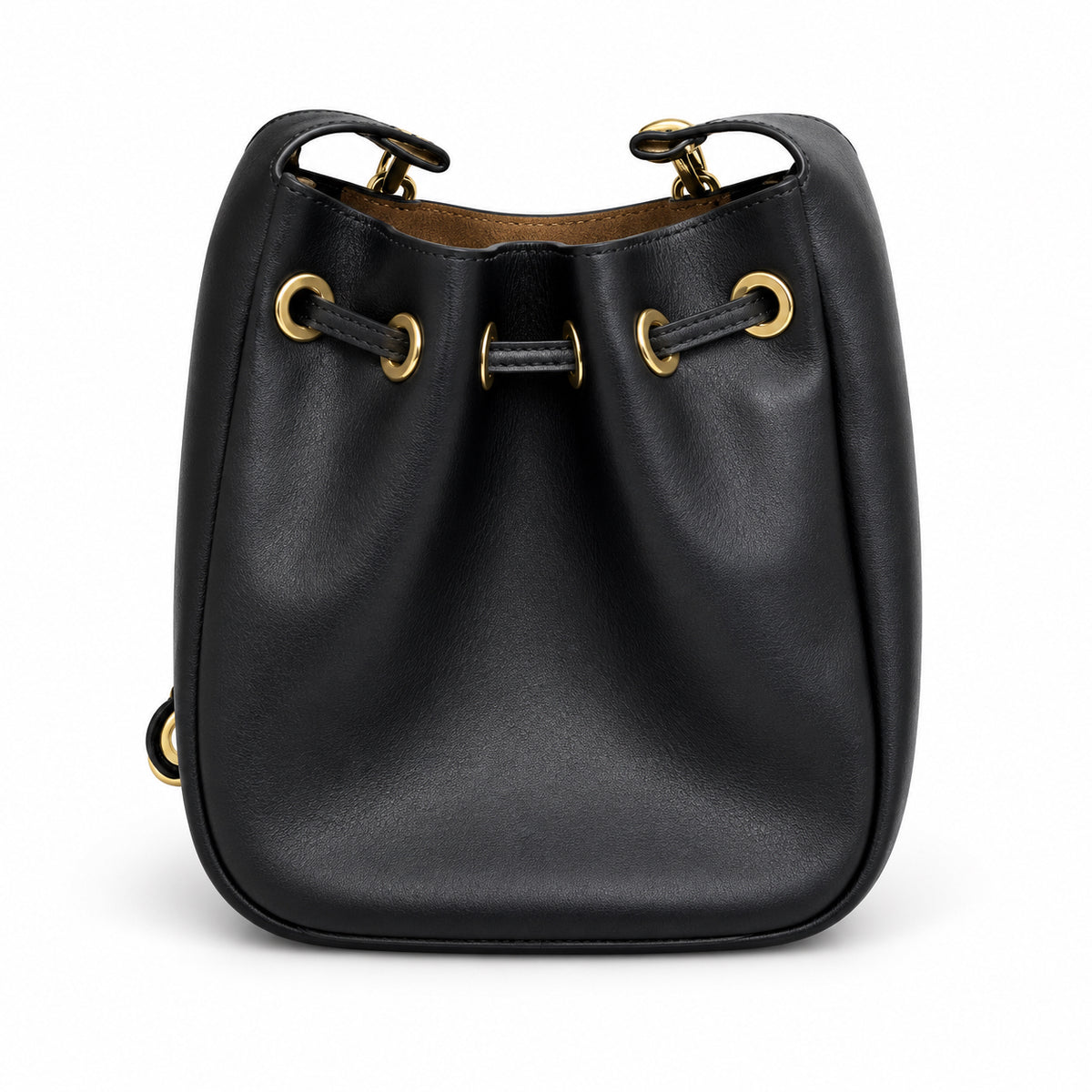 YSL Paris Drawstring Leather Bucket Bag Black