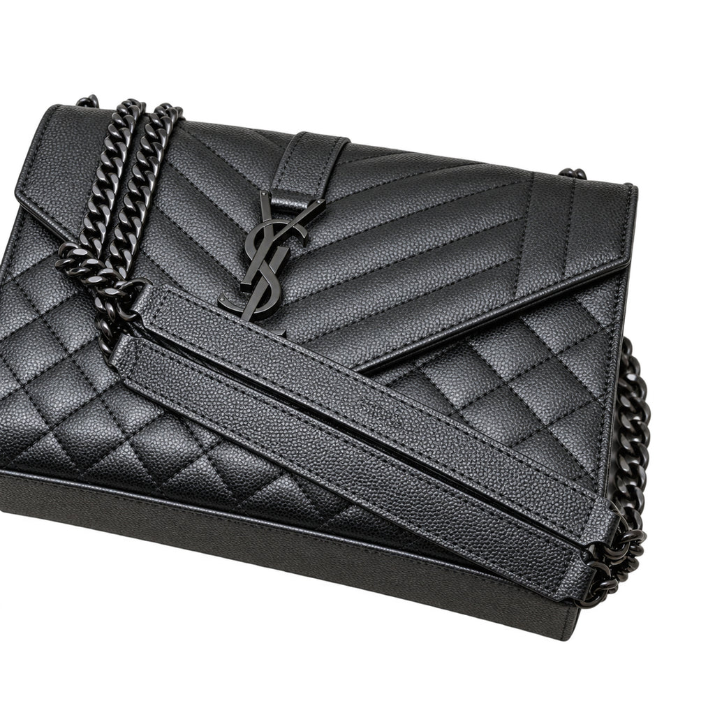Saint Laurent YSL Envelope Medium – Black on Black