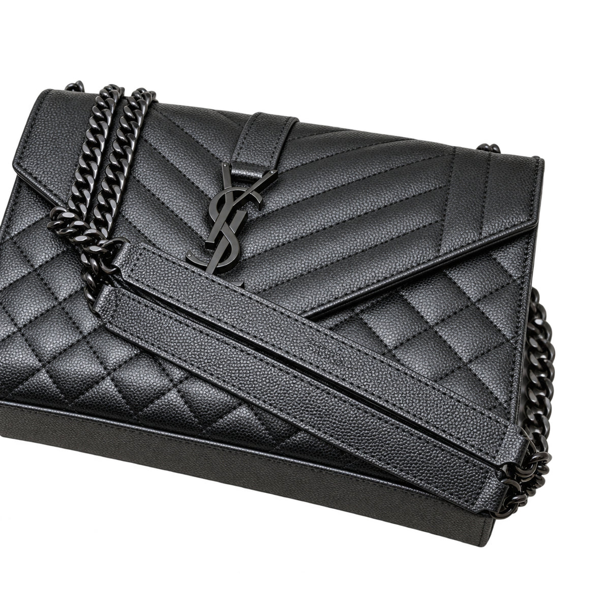 Saint Laurent YSL Envelope Medium – Black on Black