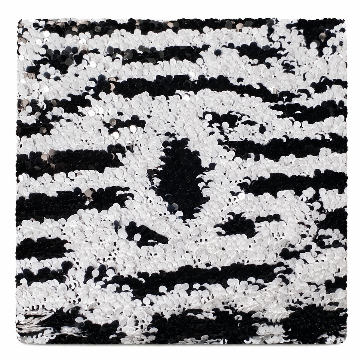 Chanel Black & White Zebra-Print Oversized Sequin Flap Bag | Square Gunmetal CC Turn-Lock & Black Leather Chain