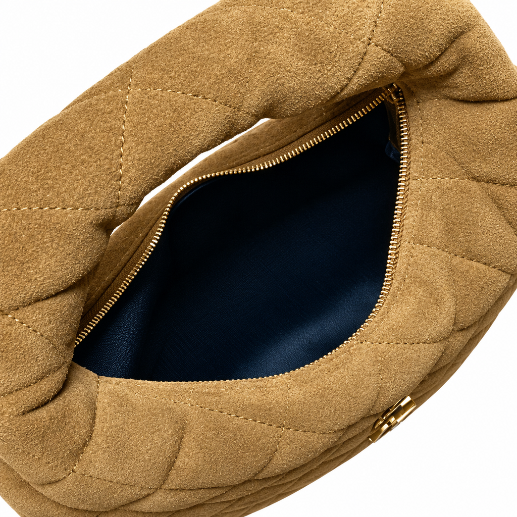 YSL Saint Laurent Quilted Suede Hobo Bag