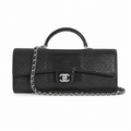 Chanel Black Lizard-Embossed Baguette Flap Bag | Top Handle & Silver Chain