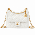 Chanel No.5 Charm Hobo Quilted Lambskin White Gold 22cm
