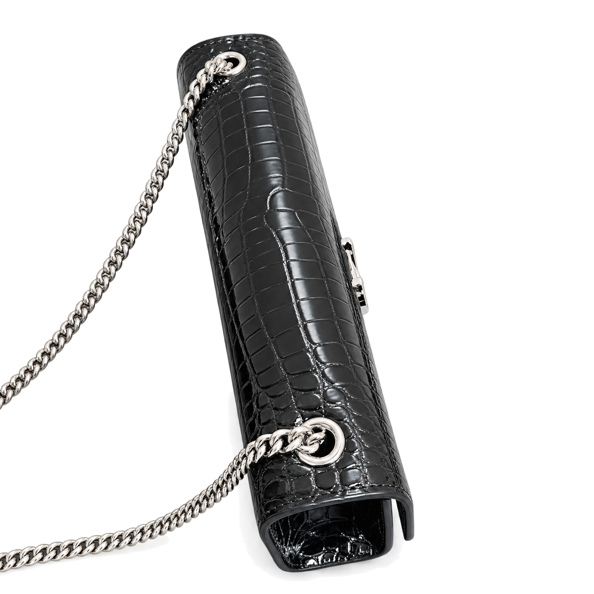 Saint Laurent YSL Kate Tassel Chain Bag – Black Croc Silver