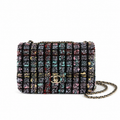 Chanel Multicolour Ring-Sequin Grid Flap Bag | Raised Black Velvet Framework, Stained-Glass Mosaic & Antique Gold CC