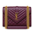 Saint Laurent YSL Envelope Medium – Plum Gold Chain
