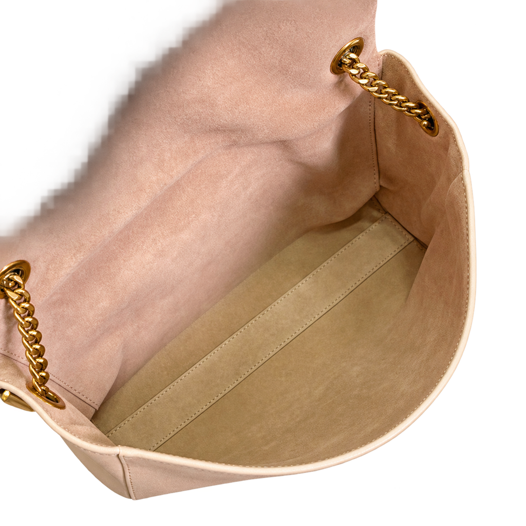 Saint Laurent YSL Kate Chain Bag – Nude Suede Gold