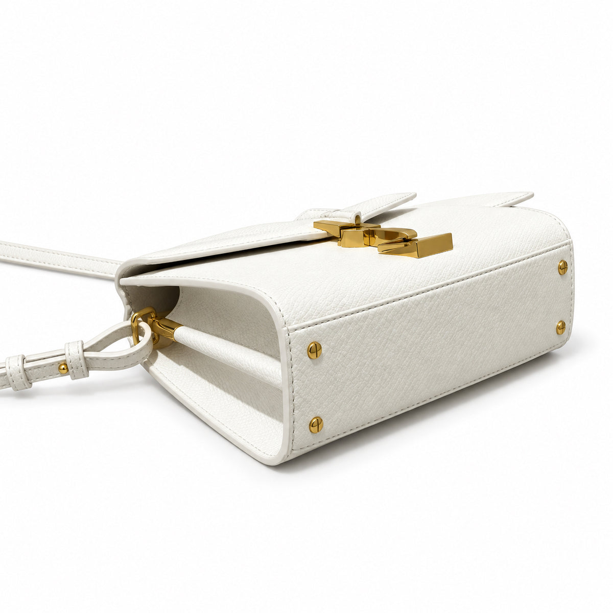 Saint Laurent Cassandra Mini – Cream Smooth Leather Gold
