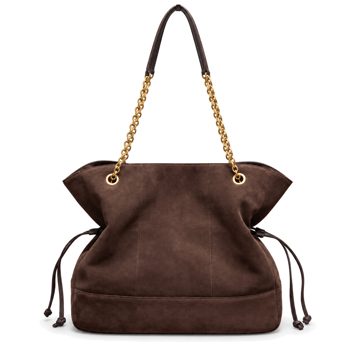 YSL Saint Laurent Jamie Tote Bag Brown Suede Gold Chain