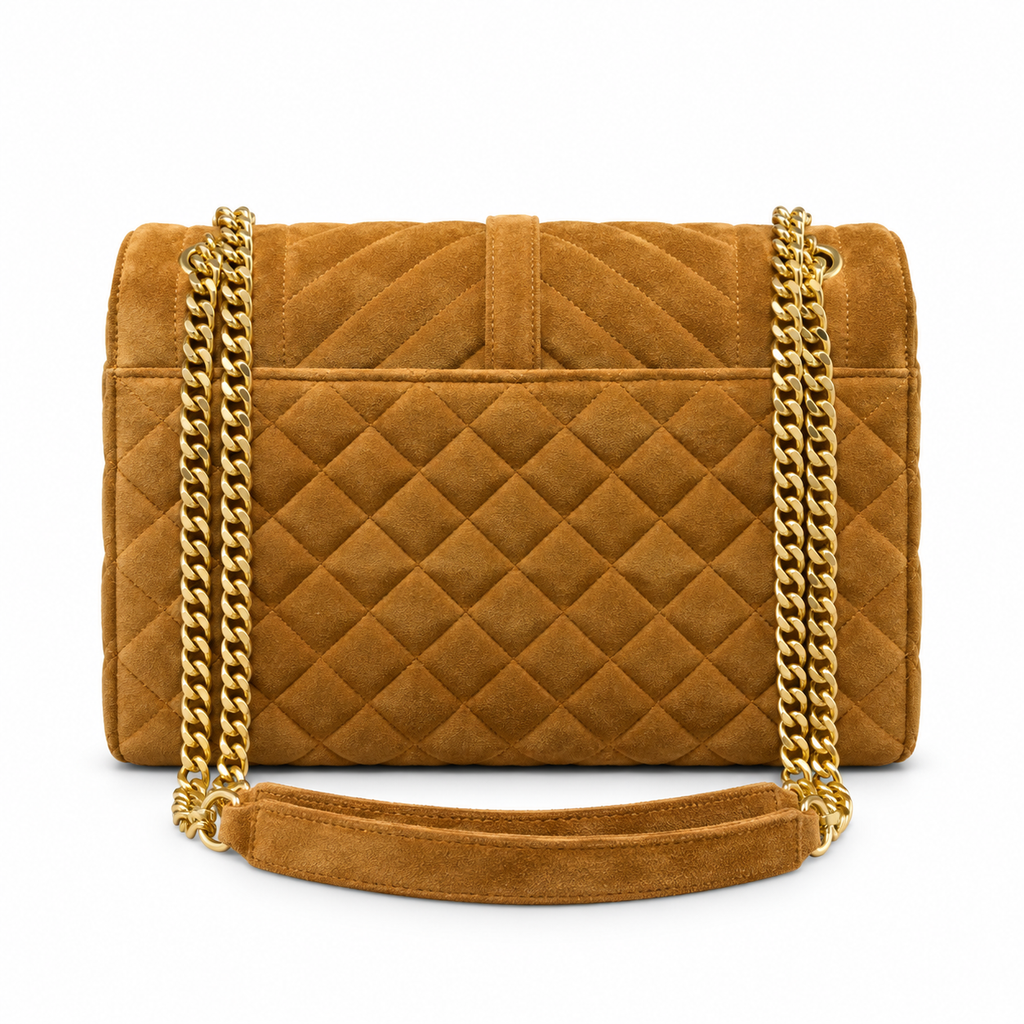 Saint Laurent YSL Envelope Medium – Ginger Suede Gold