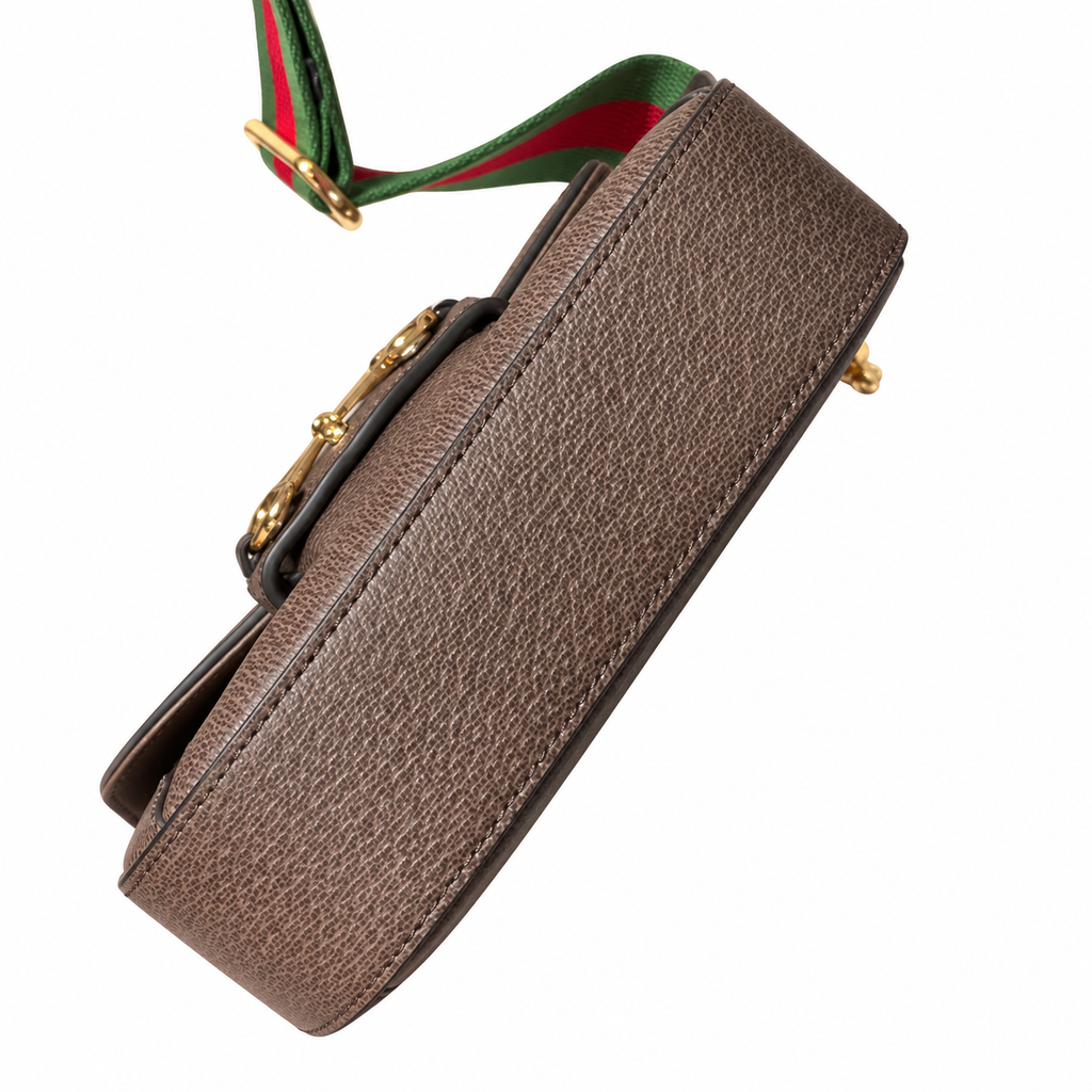 Gucci Horsebit 1955 Mini Bag in Jumbo GG Canvas with Dark Brown Leather Trim
