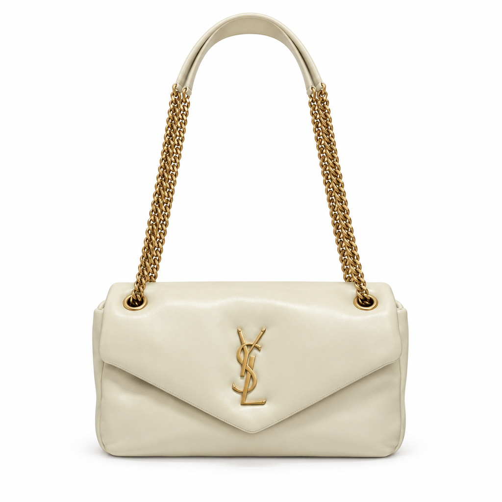YSL Saint Laurent Calypso Chain Bag in Cream Smooth Leather