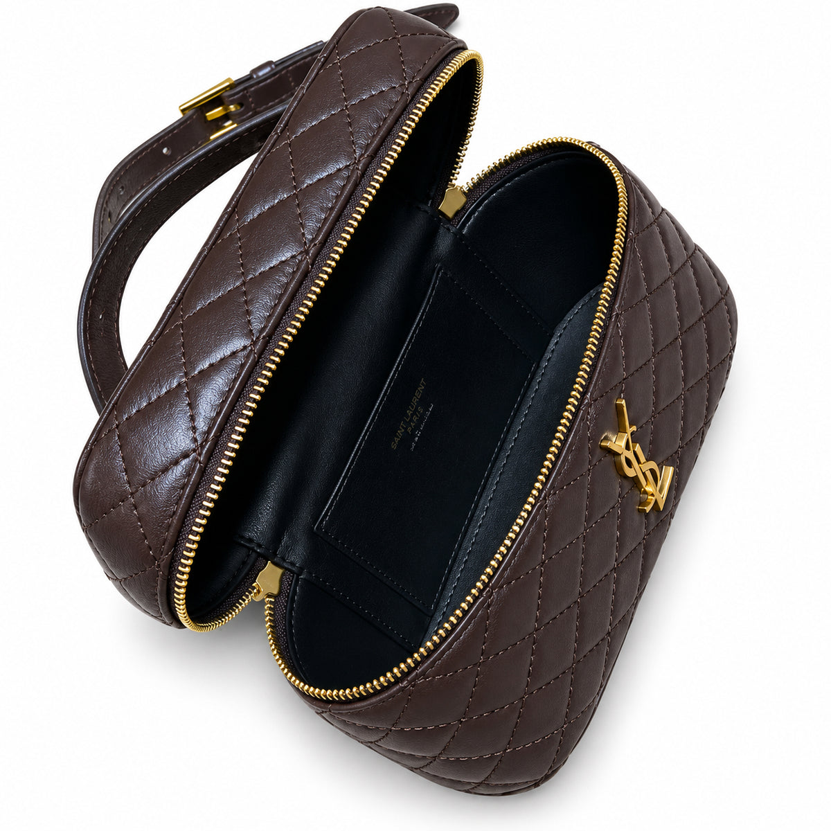 YSL Gaby Vanity Bag – Dark Brown Quilted Leather