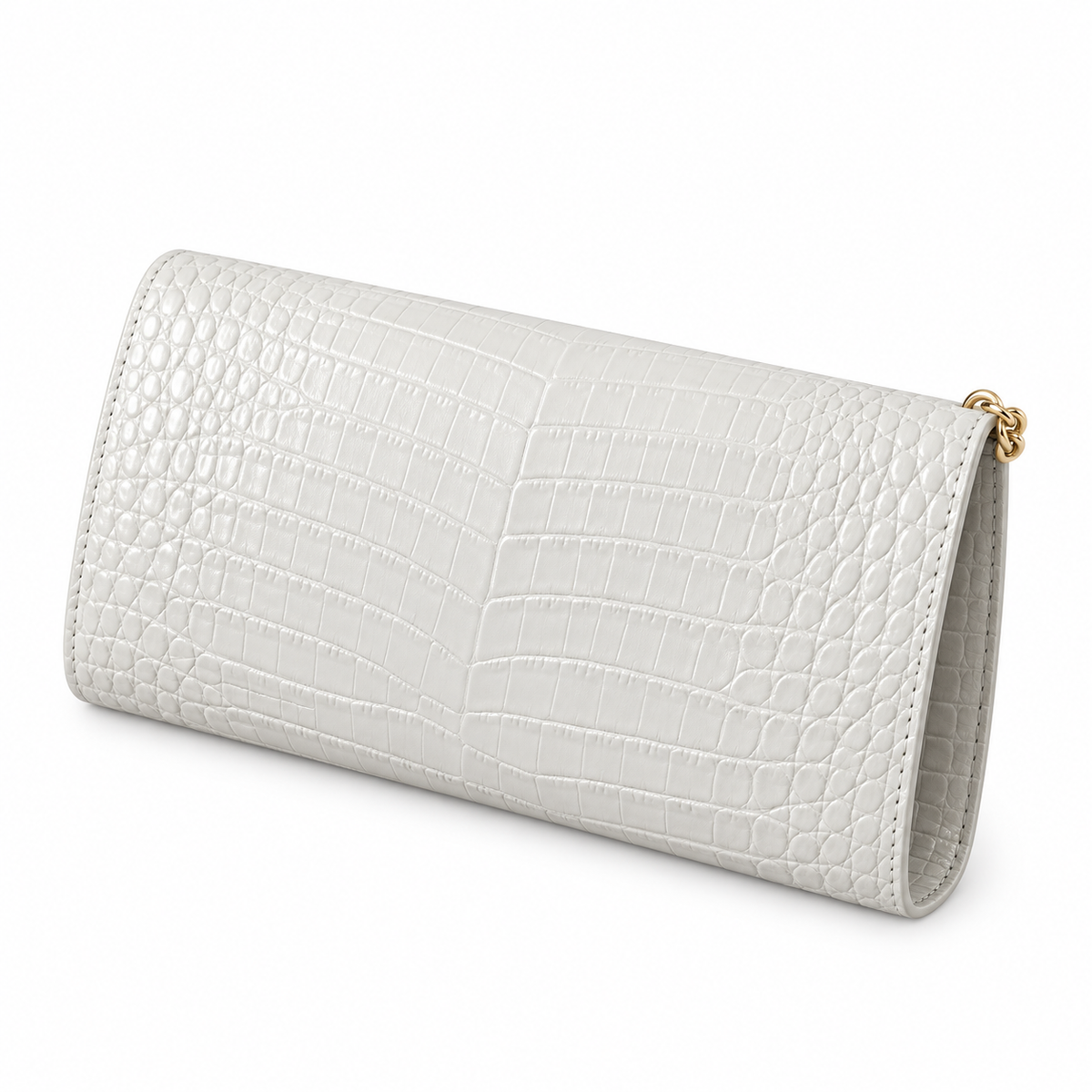 Saint Laurent Uptown Wallet Bag – White Croc Gold YSL