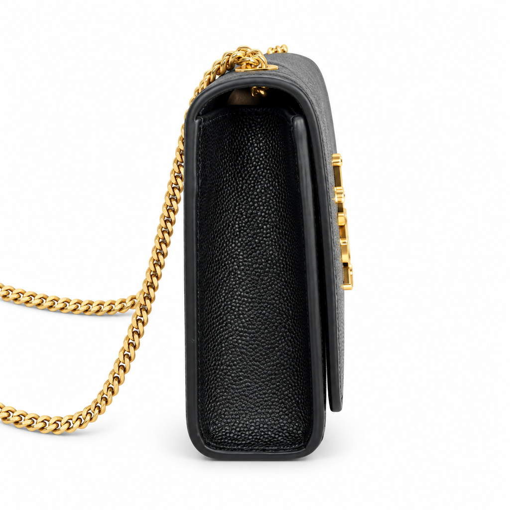 Saint Laurent YSL Kate Chain Bag – Black Grained Leather