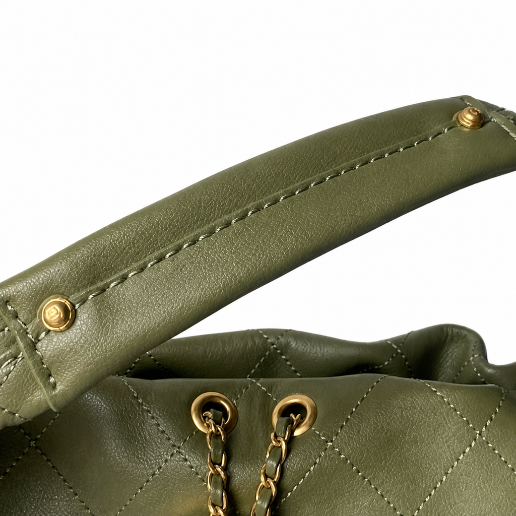 Chanel Quilted Leather Bowling Crossbody Satchel