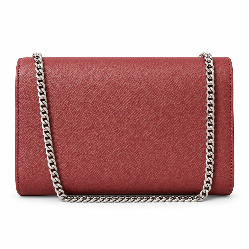 Saint Laurent YSL Kate Chain Bag – Burgundy Silver